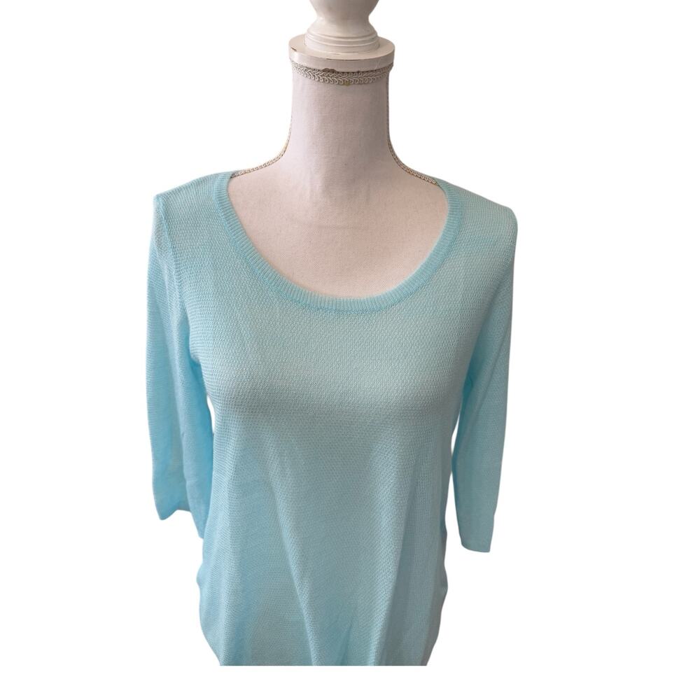 Chicos Lightweight Knit Spring Sweater Robins Egg Blue S